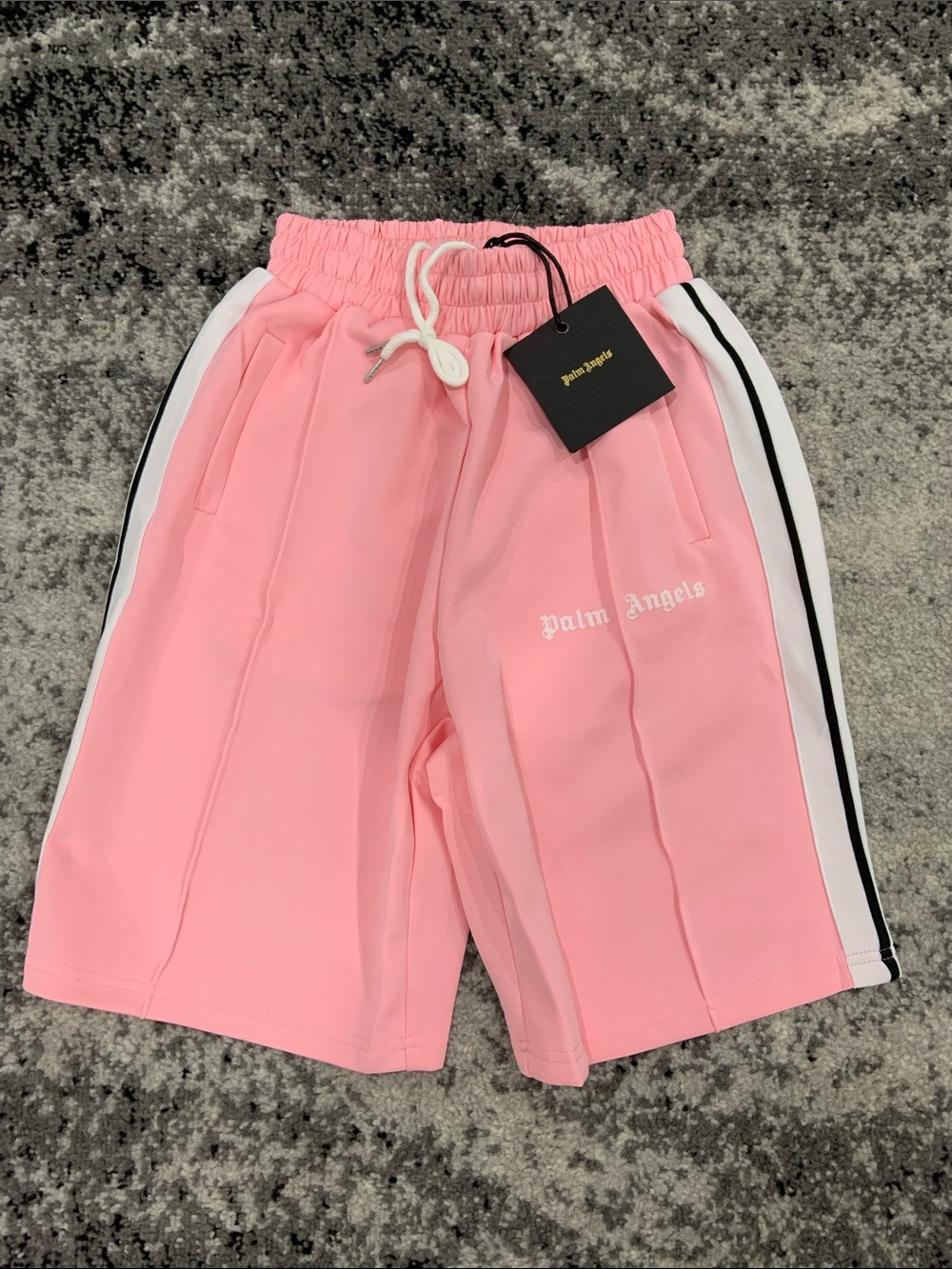 Palm Angels Classic Logo Pink Striped Track Shorts Mens Sizes Medium & Small